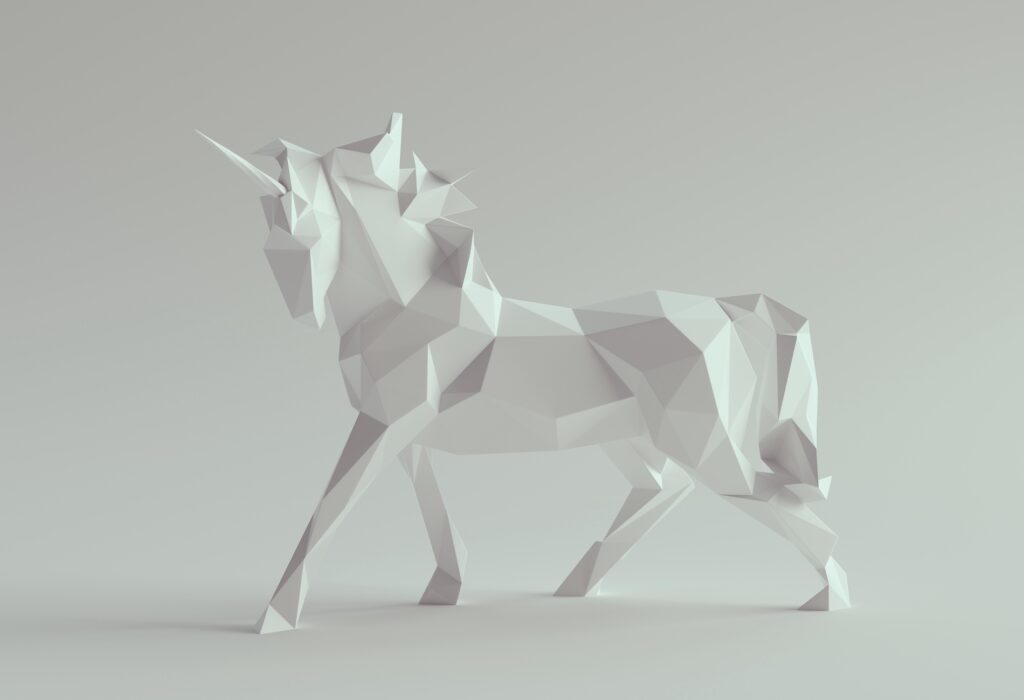 Unicorn Beautiful Fantasy Magical Creature Horse Paper Statue Animal 3d illustration render