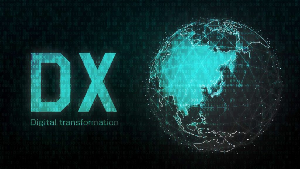 DX (Digital Transformation) motif web banner illustration